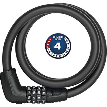 ABUS Cable Lock Safe 6412C + SCMU Holder - Combination lock, individually adjustable - Steel cable with plastic coating - ABUS Security Level 4 - 85 cm, Black on Sale